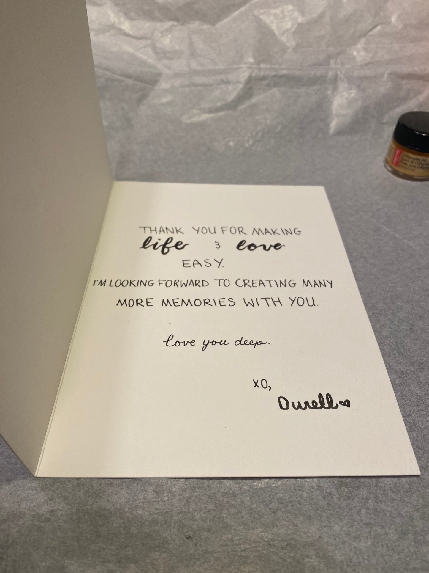 Simple Calligraphy Custom Card w/ Inside Message